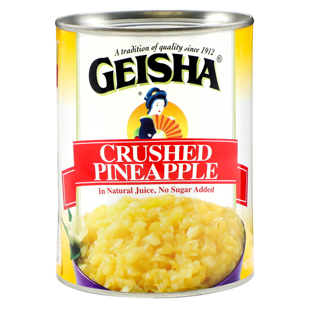 CRUSHED PINEAPPLE IN NATURAL JUICE, NO SUGAR ADDED Geisha Brand